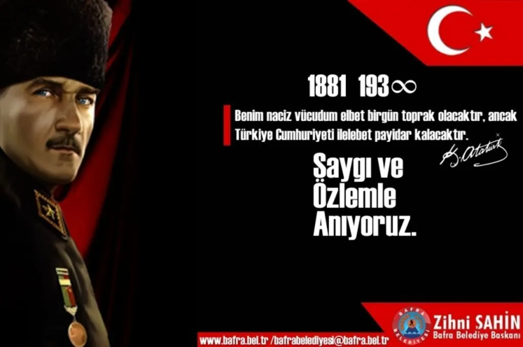 Bafra Belediye Başkanı Zihni Şahin'den 10 Kasım mesajı