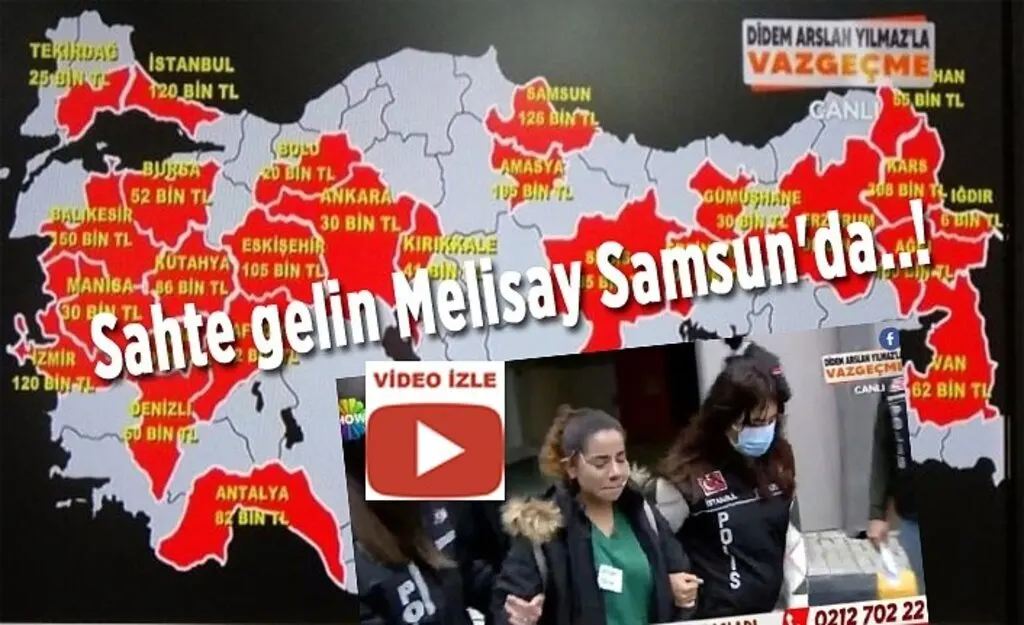 Sahte gelin Melisay Samsun'da, Sahte gelin Melisay gözaltına alındı