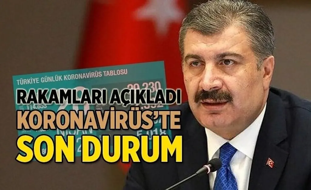 20 Eylül korona tablosu, bugünkü vaka ve vefat sayıları