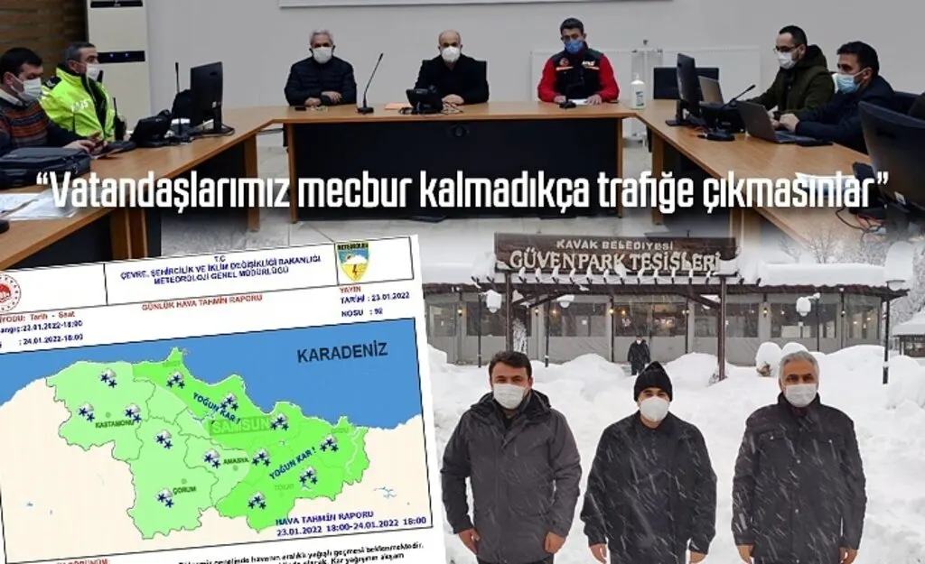 Samsun Havza ve Kavak'ta yoğun kar yağışı ulaşımda aksamalara neden oluyor