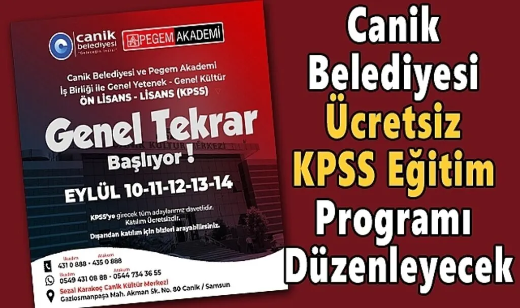 Canik Belediyesi Ücretsiz KPSS Eğitim Programı Düzenleyecek
