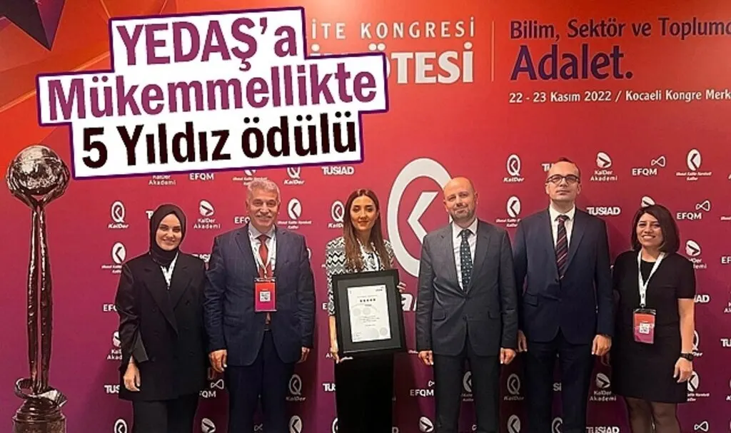 YEDAŞ’a Mükemmellikte 5 Yıldız Ödülü