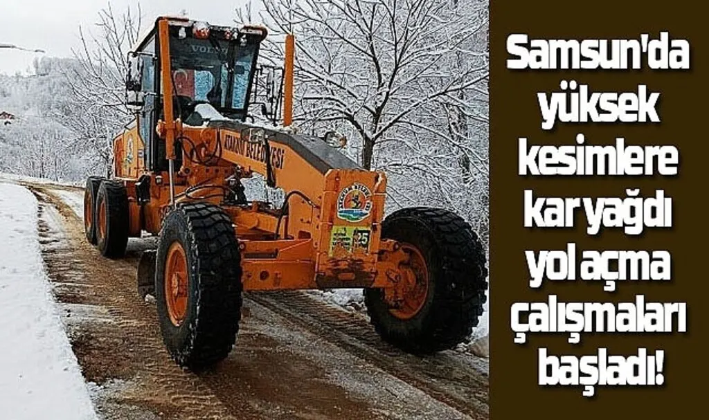 Samsun'un yüksek kesimlerinde kar yağışı etkili oldu