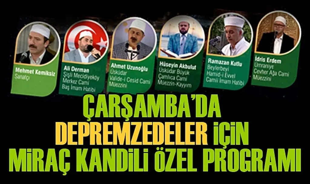 Çarşamba'da Depremzedeler için Miraç Kandili Özel Programı Yapılacak