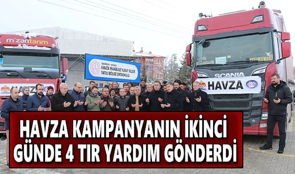Havza kampanyanın ikinci günde 4 tır yardım gönderdi