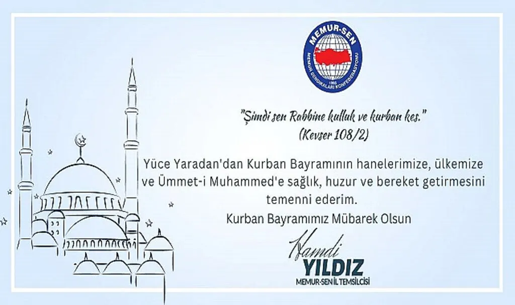 MEMUR-SEN Samsun İl Temsilciliği'nden Kurban Bayramı Mesajı