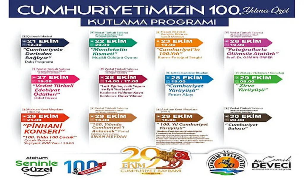 Atakum’da Cumhuriyet’in 100. Yılına özel program