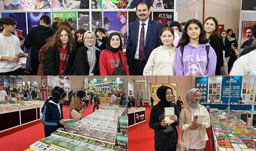 Canik İlçe Milli Eğitim Müdürü Zahit Köseoğlu öğrenciler ile kitap fuarında