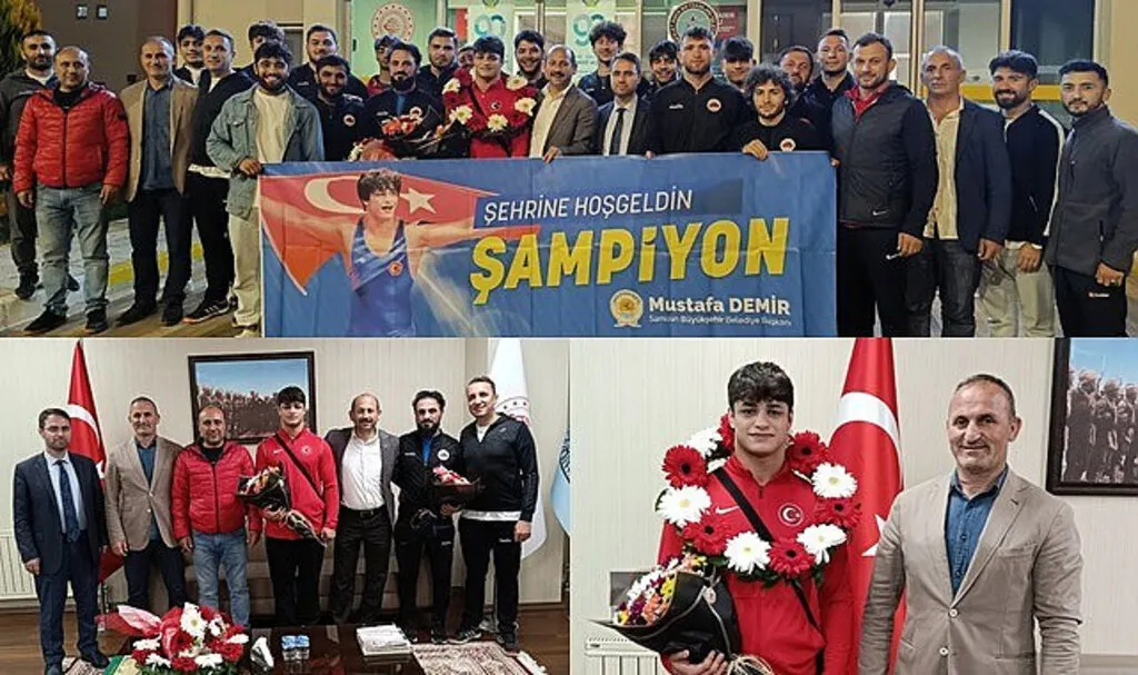 Güreşçi Alperen Berber çiçeklerle karşılandık