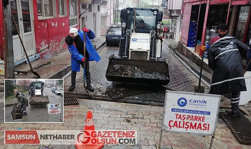 Canik Belediyesi ekipleri sağanak yağışa anında müdahale etti