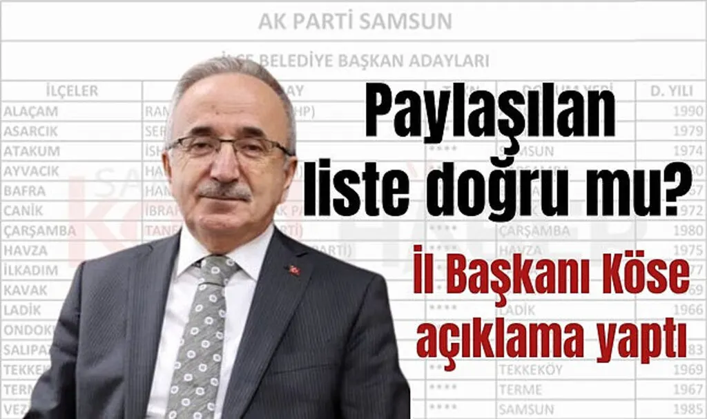 Samsun AK Parti İlçe Belediye Başkan Adayları açıklandı mı? Elden ele dolaşan liste doğru mu?