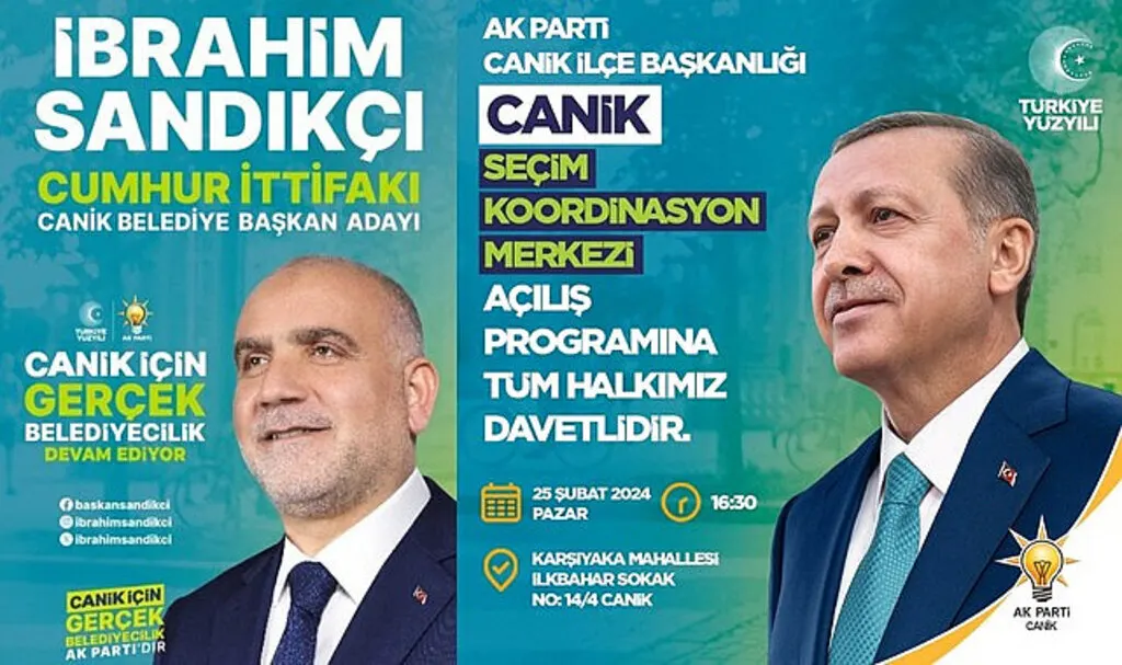 Canik Seçim Koordinasyon Merkezi Açılıyor! Başkan Sandıkçı’dan Davet