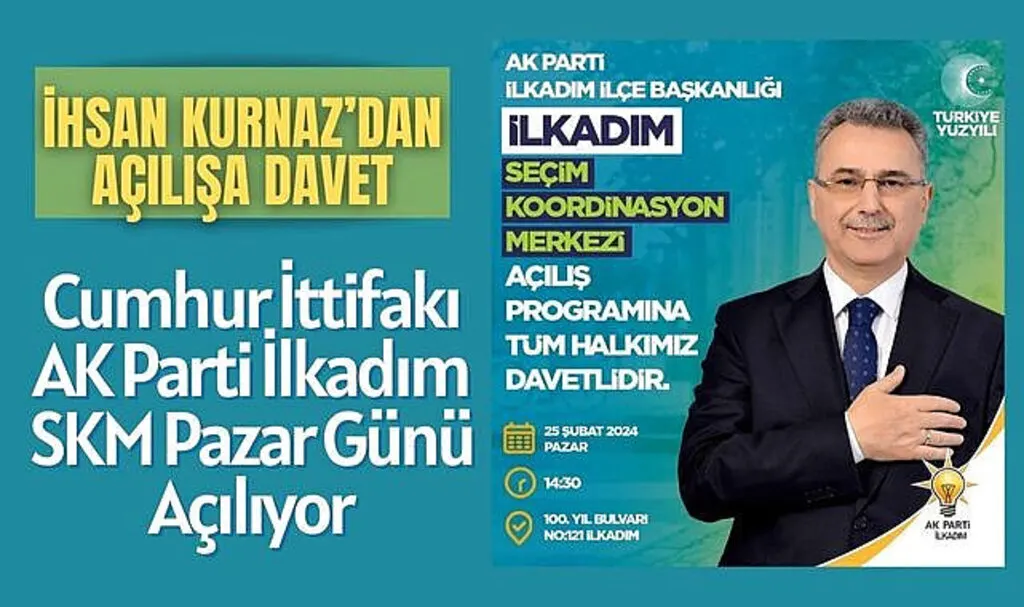 Cumhur İttifakı AK Parti İlkadım SKM Pazar Günü açılıyor