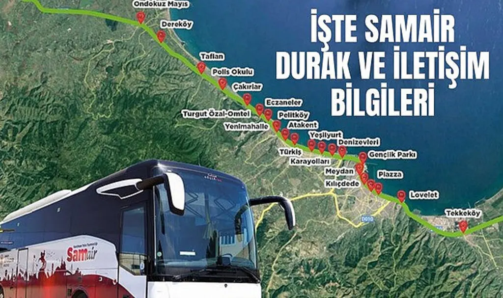 Samsun Çarşamba Havalimanı ulaşım SAMAİR iletişim ve durak bilgileri