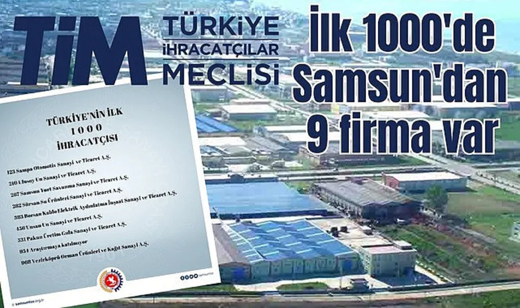 TİM Türkiye'nin İlk 1000 İhracatçı Firma Listesinde Samsun'dan 9 firma