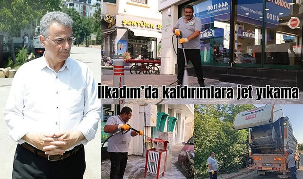 İlkadım’da kaldırımlara jet yıkama