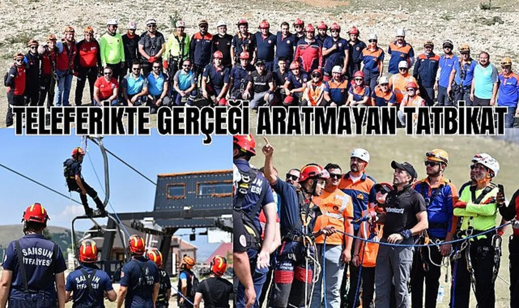 İtfaiye ekiplerinden teleferikte gerçeği aratmayan tatbikat