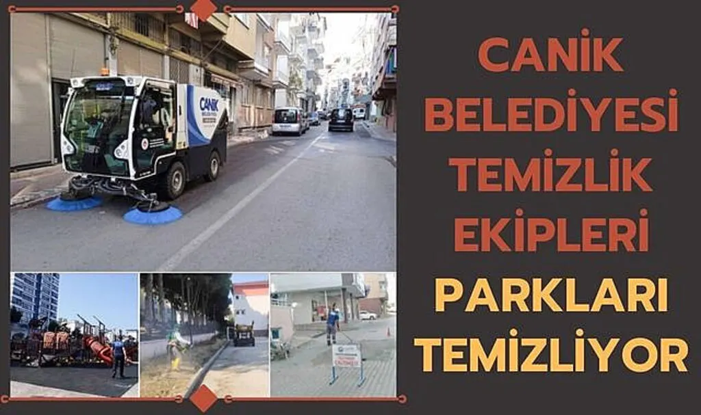 Canik Belediyesi Temizlik Ekipleri parkları temizliyor