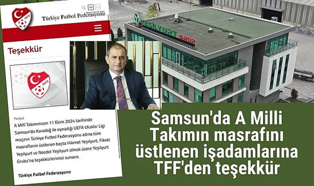 TFF'den Samsun'da A Milli Takımın masrafını üstlenen Yeşilyurt ailesine teşekkür