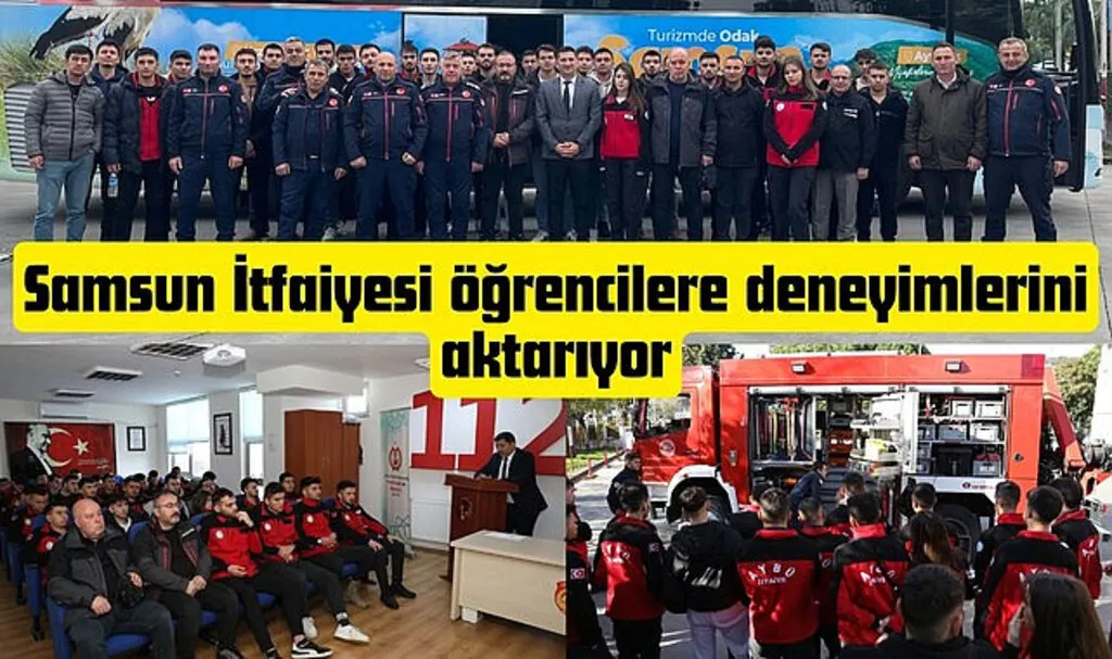 Samsun İtfaiyesi öğrencilere deneyimlerini aktarıyor