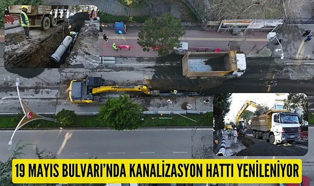 Samsun'da 19 Mayıs Bulvarı'nda kanalizasyon hattı yenileniyor