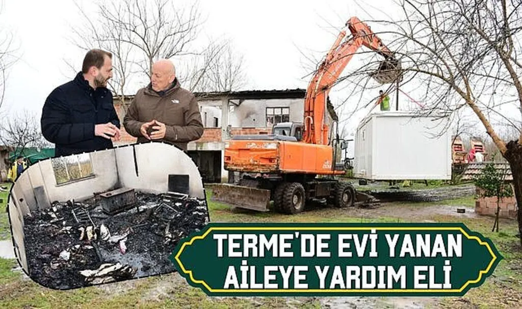 Terme'de evi yanan aileye yardım eli
