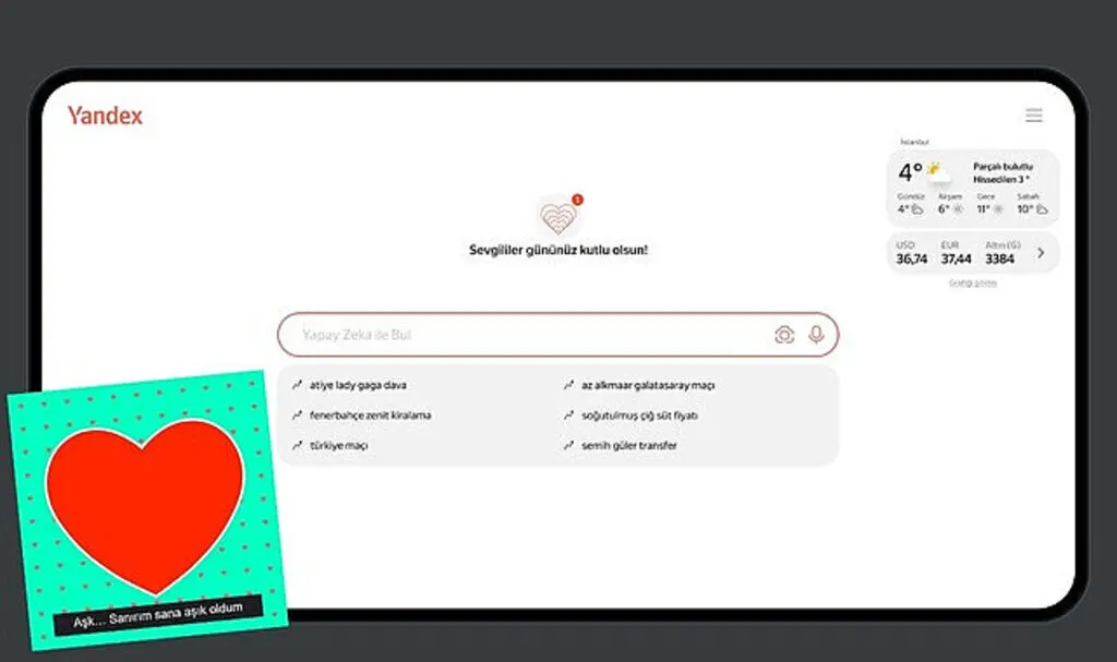 Yandex ile Sevgililer Günü Kartı Oluşturabilirsiniz!