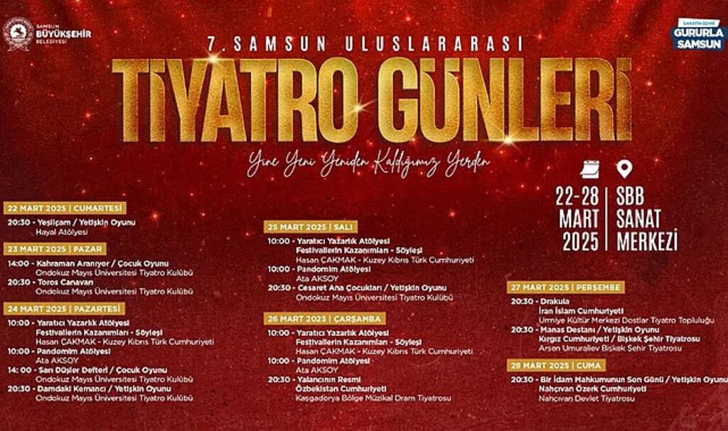 Samsun'da 7. Uluslararası Tiyatro Günleri Başlıyor