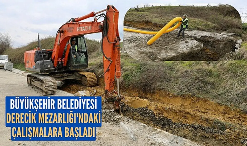 Samsun'da kaymalar yaşanan Derecik Mezarlığı'nda çalışmalar başladı