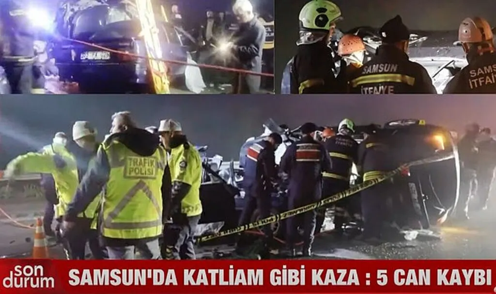 Samsun'da kontrolden çıkan otomobil karşı şerite geçti: 5 ölü