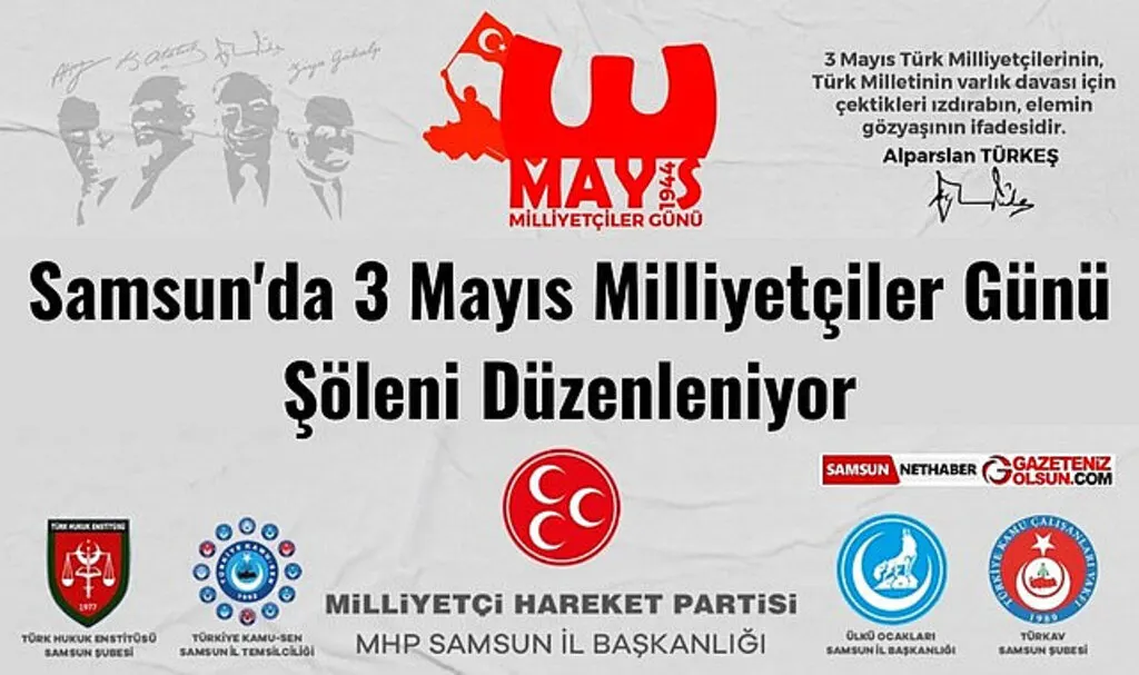 Samsun'da 3 Mayıs Milliyetçiler Günü Bahar Şöleni Düzenlenecek