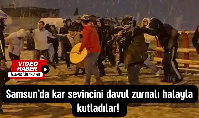Samsun'da Anadolu ve Çatalarmut mahallesi sakinleri kar sevincini halayla kutladılar! 