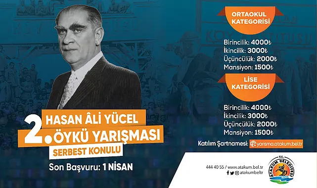 Atakum Belediyesinin düzenleyeceği 2. Hasan Ali Yücel Öykü Yarışması için başvurular başladı