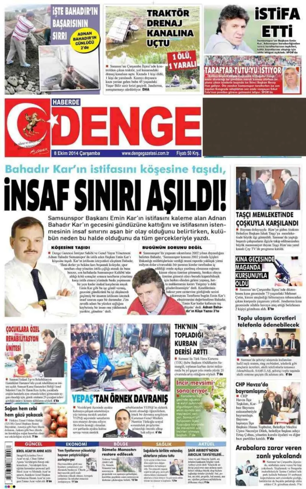 8 Ekim Samsun'un yerel gazeteleri