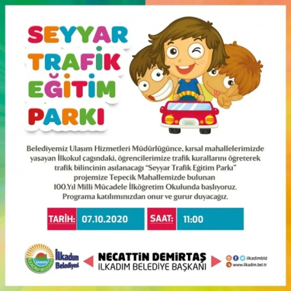 Seyyar Trafik Eğitim Parkı Projesi İlkadım'da başlıyor