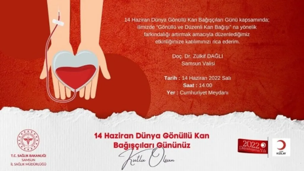 14 Haziran Dünya Gönüllü Kan Bağışçıları Günü'nde Samsun'da kan bağışı etkinliği
