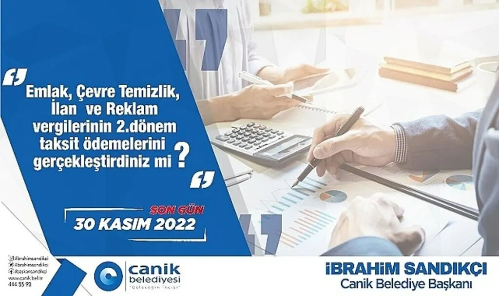 Canik Belediyesi’nden Mükelleflere Çağrı: Son Gün 30 Kasım 