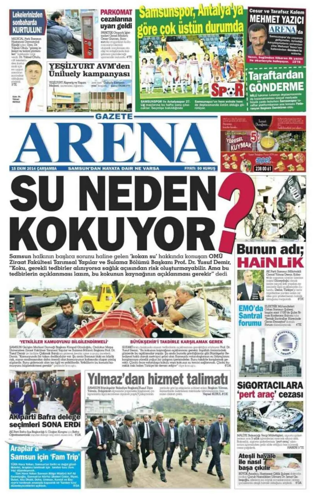15 Ekim Samsun'un Yerel Gazeteleri