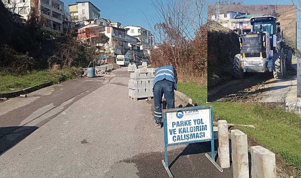 Canik Belediyesi Fen İşleri'nden yol yapım