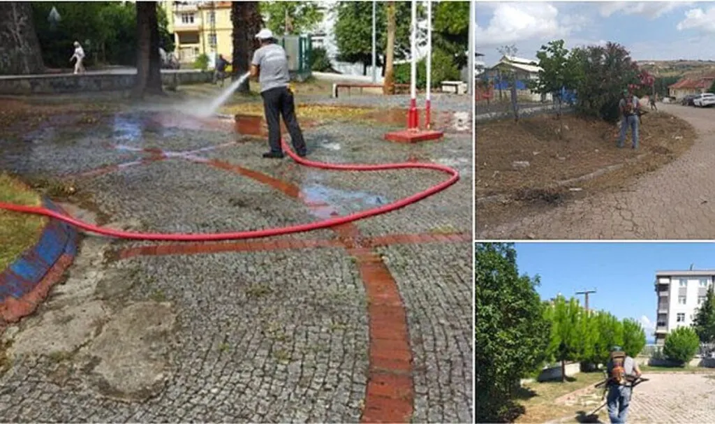 İlkadım Belediyesi Temizlik Ekipleri parkları yıkıyor