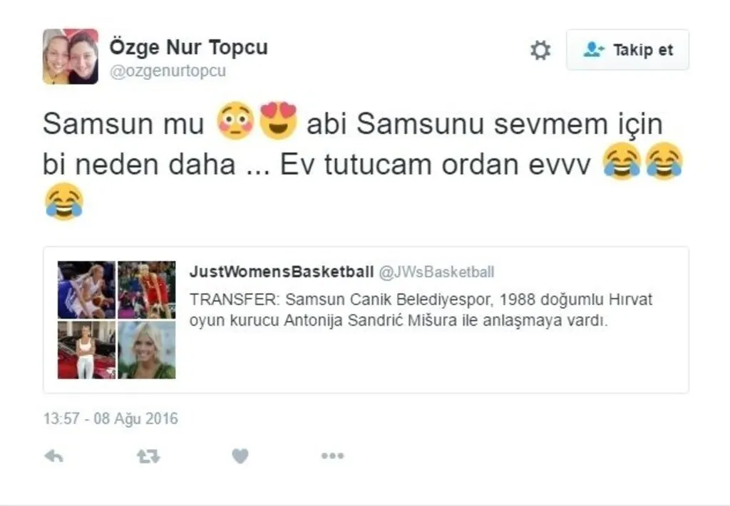 Antonija Misura Sandic Samsun Canik Belediyespor'a gelmesiyle tweetler yağdı