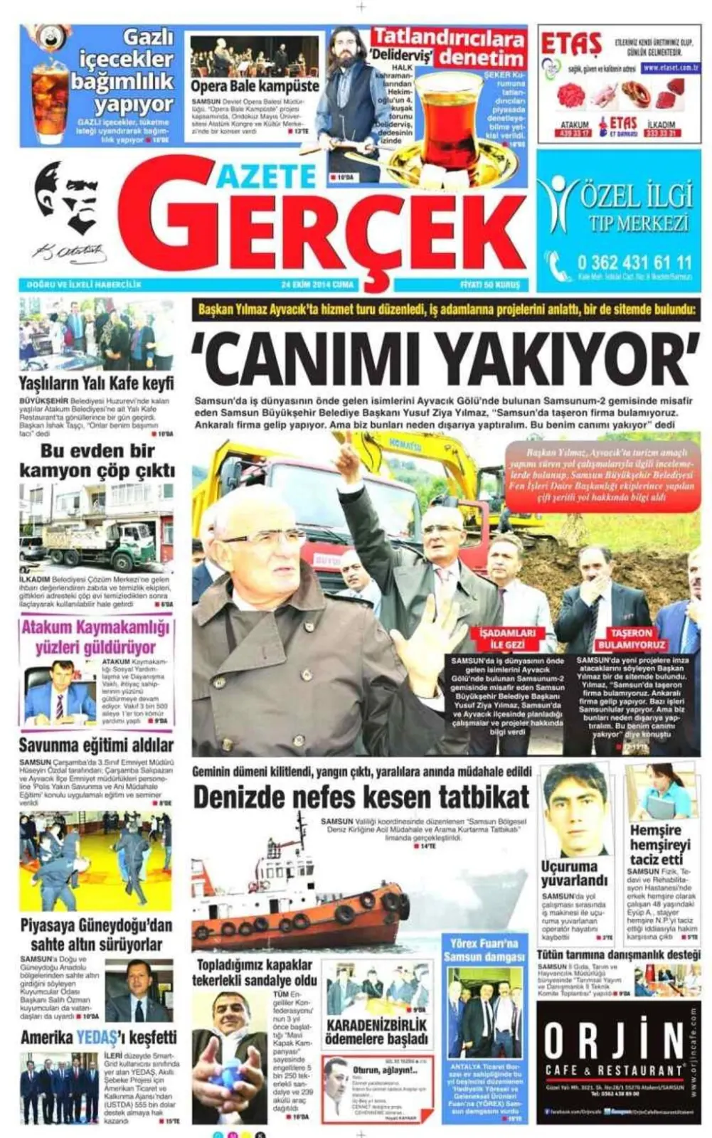 24 Ekim Cuma günü gazeteleri