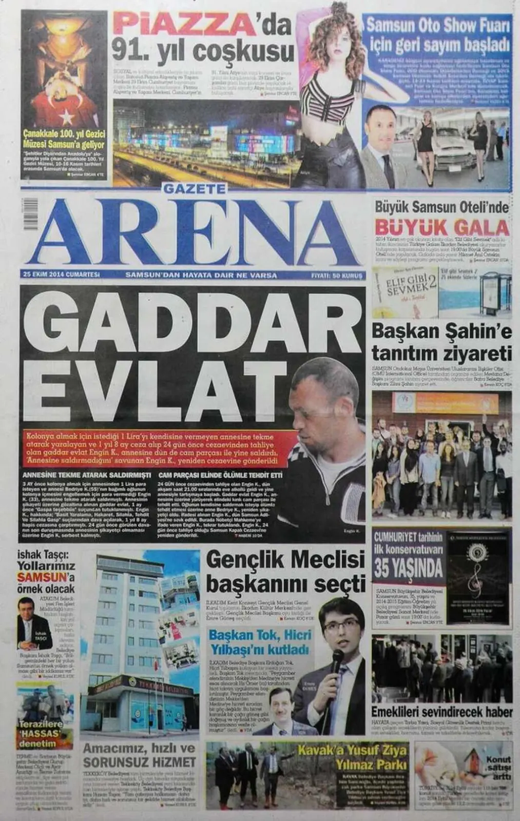 25 Ekim Cumartesi Yerel Gazeteler