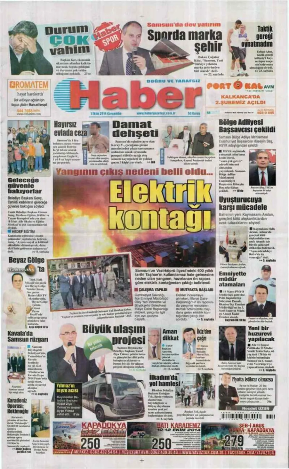 1 Ekim Samsun'un Yerel Gazeteleri