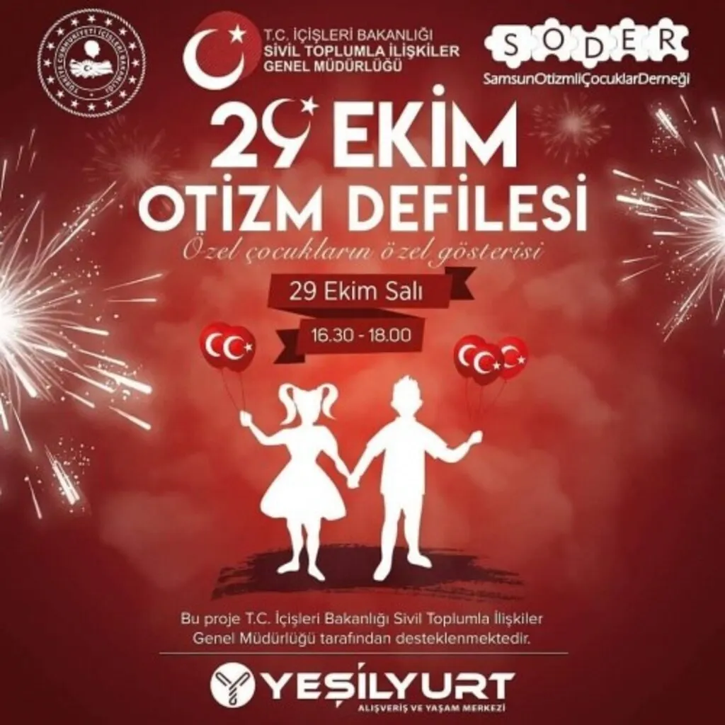 29 Cumhuriyet Otizm Defilesi Samsun'da