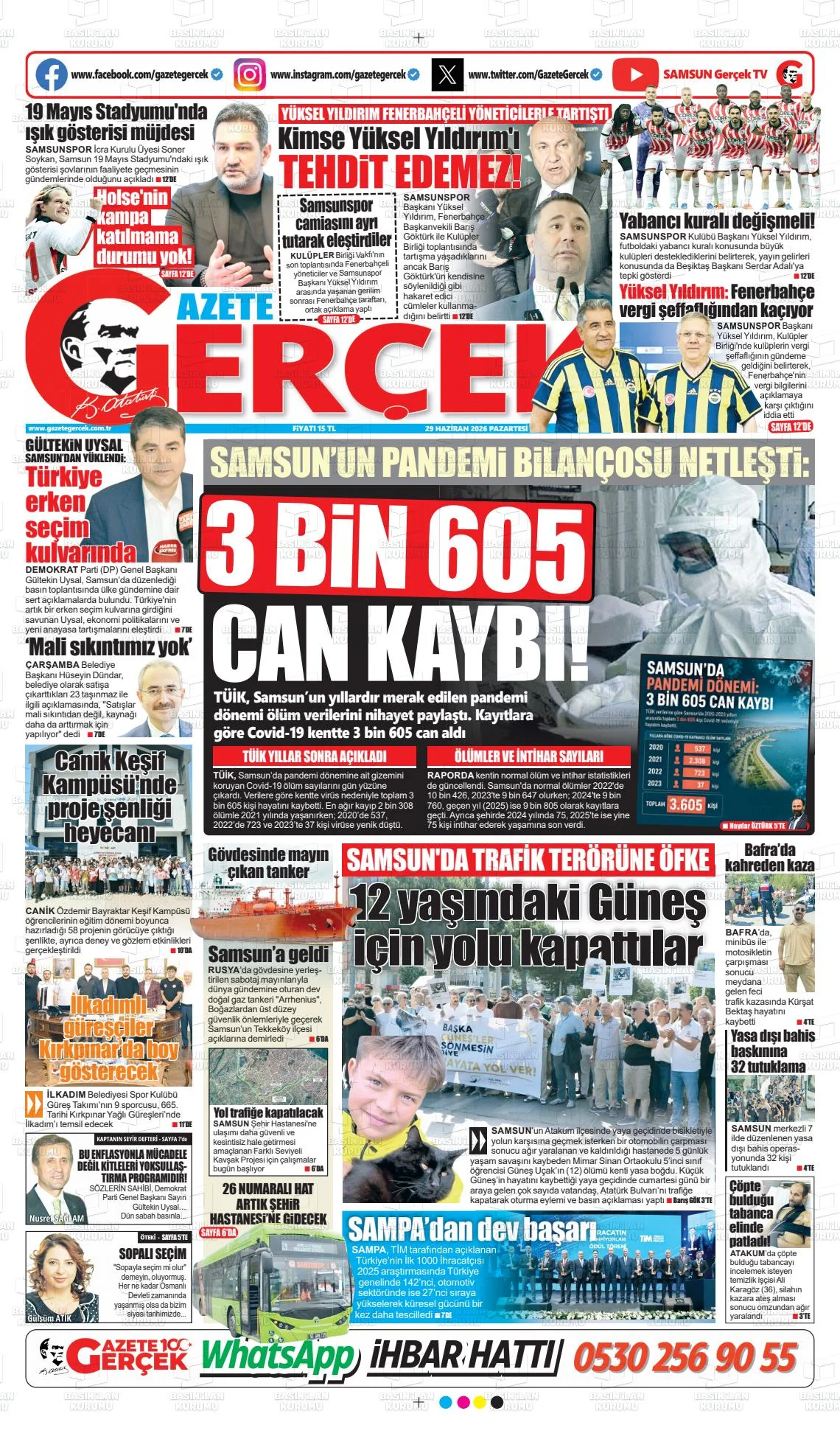 Samsun Yerel Gazetelerinde Bugünün Gündemi - 29 Haziran Pazartesi - Fotoğraf 3