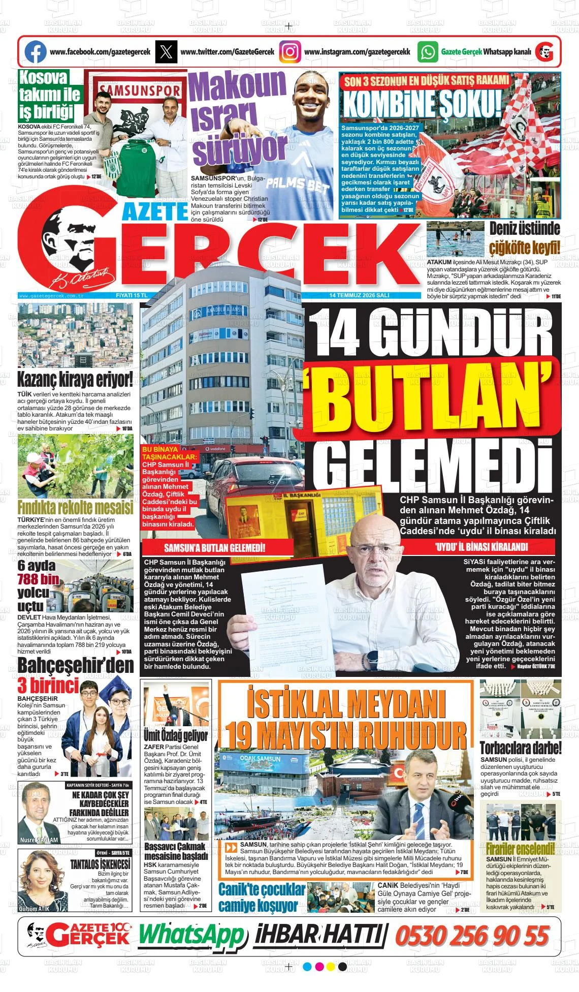 Samsun Yerel Gazeteleri Gündemi 14 Temmuz Salı - Samsun Gazete Manşetleri - Fotoğraf 4