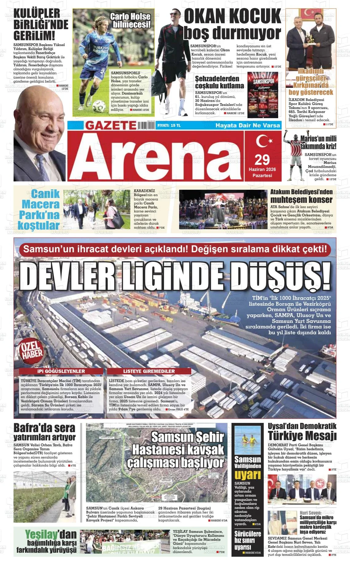 Samsun Yerel Gazetelerinde Bugünün Gündemi - 29 Haziran Pazartesi - Fotoğraf 1