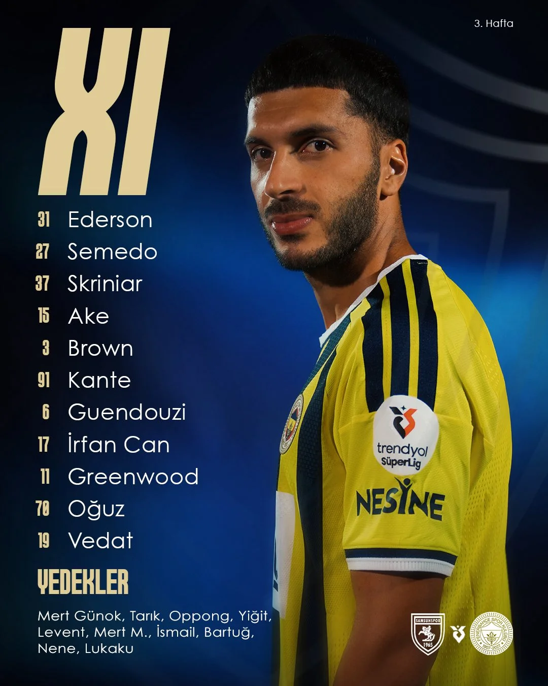 Samsunspor Fenerbahçe Maçının İlk 11’leri Belli Oldu! - Fotoğraf 2