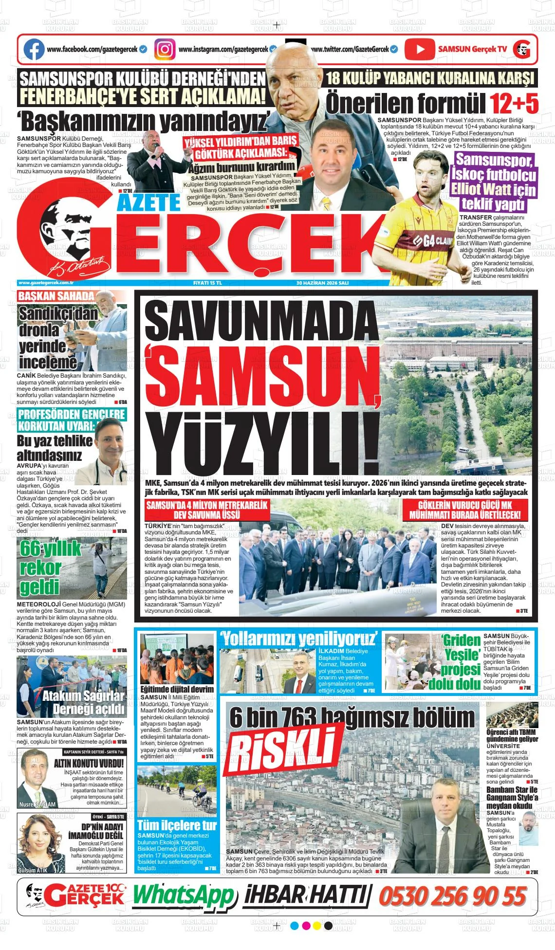 Samsun Gündemi 30 Haziran Salı Samsun Yerel Gazeteleri - Fotoğraf 6